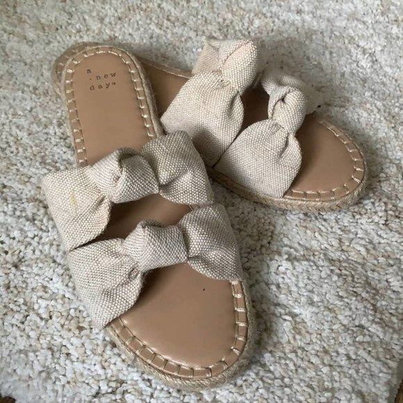 a new day Shoes - A New Day Miriam Double Knotted Espadrille Slide Sandals Cream 7